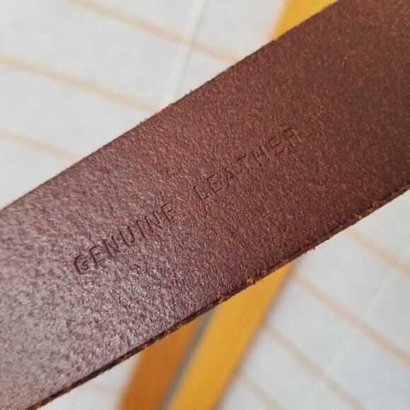 Ralph Lauren Polo Brown Leather Belt Distressed Hinged Buckle Men's Medium - Picture 6 of 13